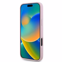 Guess Grained Kuldne Ring MagSafe iPhone 16 Plus Ümbris - Roosa