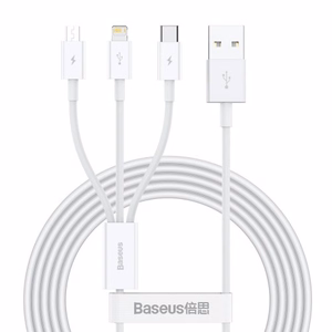 USB kaabel Baseus 3in1 Superior valge 150cm (kuni 3.5A)