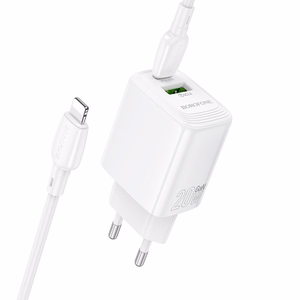 Laadija Borofone BN27 20W USB-C/USB-A + USB-C to Lightning kaabel 1.0m valge