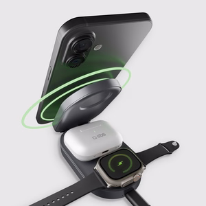 SBS 3-in-1 Foldable Juhtmevaba Charging Station QI2 MFI - Made jaoks iPhone - must