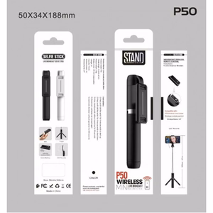 Baston "P50" valge selfipulk (kaugjuhtimine Bluetoothi kaudu)