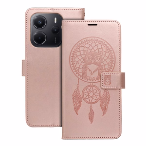 MEZZO Book ümbris jaoks XIAOMI Redmi Note 14 4G (GLOBAL - 164,84mm x 78,15mm x 8,16mm) dreamcatcher rose kuldne