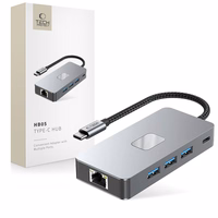 Tech-Protect HB05 HUB 9in1 USB-C + USB2.0 + USB3.0 + HDMI 4K 60HZ + SD / TF + PD100W + RJ45 adapter - hall
