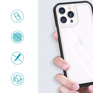Läbipaistev 3in1 ümbris iPhone 14 Pro Max silikoonist kate koos raamiga sinine