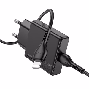Phone charger Hoco Slim USB C QC PD 20W + cable USB C to Lightning N37 black