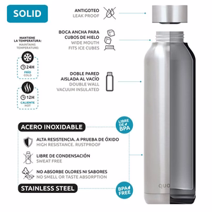 Quokka Solid roostevabast terasest termospudel, 510 ml, süsimust (Jet Black)
