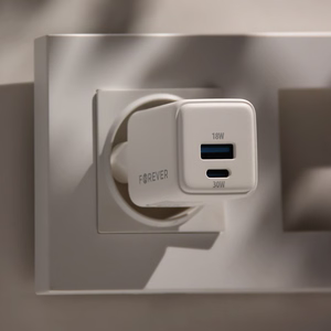 Forever TC-08-30AC GaN PD QC laadija 1x USB-C 1x USB 30W valge
