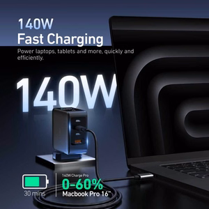 Reisilaadija X-ONE ChargeGo GaN 65W sissetõmmatava kaabli ja USB C pordiga – must