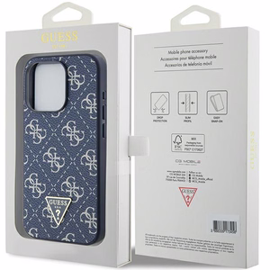 Guess 4G Triangle Metal Logo ümbris jaoks iPhone 15 Pro - sinine