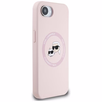 Karl Lagerfeld Silicone Karl&Choupette Heads MagSafe iPhone 16e Ümbris - Roosa