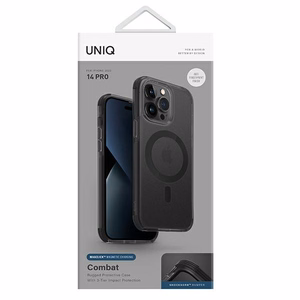 Uniq Combat iPhone 14 Pro 6.1" ümbris Magclick Charging must/concrete charcoal