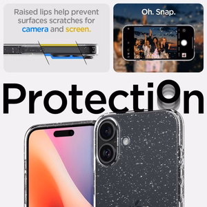 Spigen Liquid Crystal ümbris seadmele iPhone 16 6.1", läbipaistev sädelusega