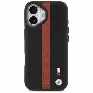 BMW чехол для iPhone 17 совместимый с MagSafe BMHMP17S25PCPSKR (PU Perfotated Stripe Logo) красный