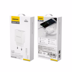Dudao A4EU USB-A 2.1A wall Laadija - valge + USB-A - micro USB kaabel