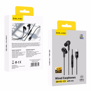 Blavec BHS-01 USB-C kõrvasisesed kõrvaklapid mikrofoni ja DAC-iga (BHS01-B), mustad