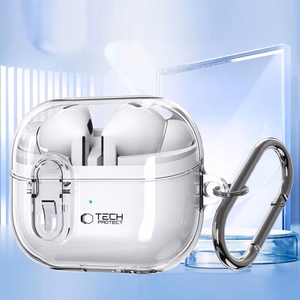 Tech-Protect FlexAir Ümbris with Carabiner jaoks Samsung Galaxy Buds 3 / 3 Pro - läbipaistev