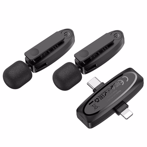 Hoco L15 juhtmevaba revääri mikrofon Lightning / USB-C, 2 tk, must