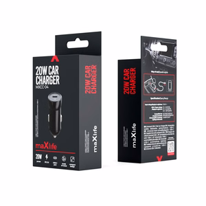 Maxlife MXCC-04 PD QC autolaadija 1x USB-C 20W must