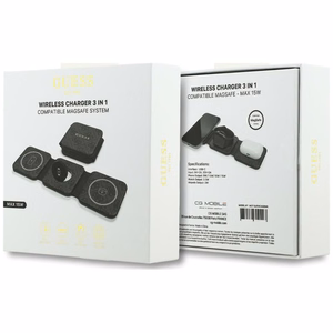Беспроводное зарядное устройство 3in1 совместимое с MagSafe 15W GUESS GUE005639 черный