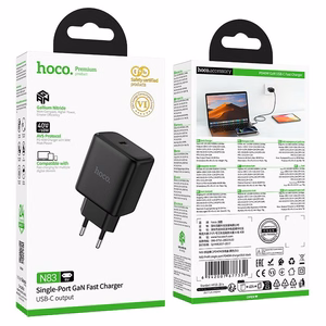 GaN зарядное устройство для телефона Hoco USB C PD AVS 40W max 60W N83 черное