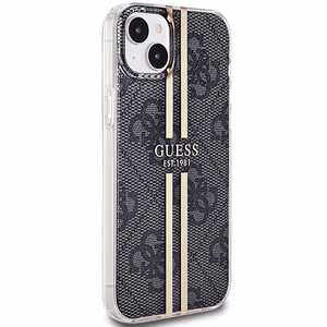 Guess IML 4G kuldne Stripe ümbris jaoks iPhone 15 Plus / 14 Plus - must