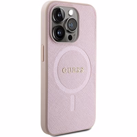 Guess Saffiano MagSafe ümbris jaoks iPhone 15 Pro - roosa