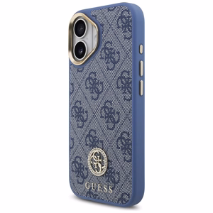 Guess 4G Strass Logo & Big Strap Metal Buttons MagSafe Ümbris jaoks iPhone 17 - Sinine