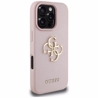 Guess Grained Big 4G Logo Small Classic Logo Ümbris jaoks iPhone 16 Pro - roosa