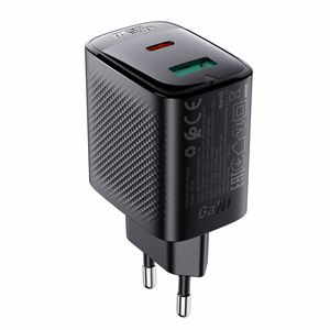 Acefast A106 GaN PD seinaklaadija, 45 W, USB-C, USB-A, must