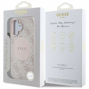 Guess 4G Circle Classic Logo MagSafe iPhone 16 Ümbris - Roosa
