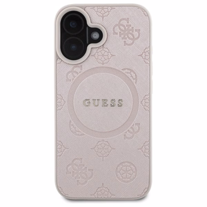 Guess Saffiano Peony Classic Logo MagSafe iPhone 16 Ümbris - Roosa