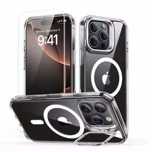 ESR Classic Hybrid Kickstand Halolock MagSafe Ümbris Set with Stand + Karastatud klaas jaoks iPhone 16 Pro - Clear