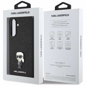 Karl Lagerfeld Fixed Glitter Ikonik Logo Metal Pin Ümbris jaoks Samsung Galaxy A56 - Must