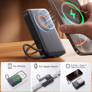 Joyroom JR-PBM02 Powerbank 22.5W 10000mAh 3in1 magnetiline induktiivne ühilduv MagSafe sisseehitatud kaabliga - must