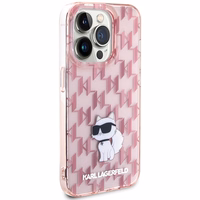 Karl Lagerfeld Monogram Choupette ümbris jaoks iPhone 15 Pro Max - roosa