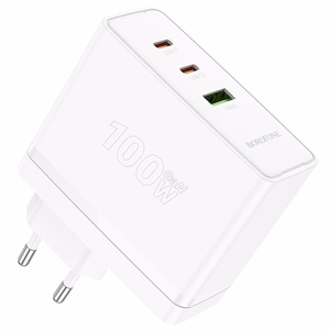 Borofone Wall Laadija BN11 Imperial - USB + 2xType C - QC 3.0 PD 100W valge