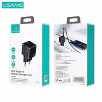 USAMS Võrgulaadija 1xUSB-C T42 mini 25W (ainult pea) Super SI 5V-3A PD3.0 Fast Charging must CC140TC01 (US-CC140)