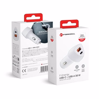 Car laadija Forcell F-Energy Carbon USB C + USB A QC3.0 PD 3A 38W CC50-1A1C valge