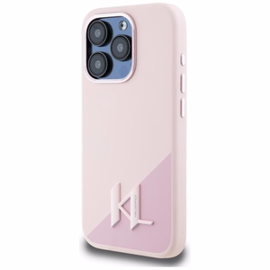 KARL LAGERFELD ümbris jaoks IPHONE 15 Pro compatible with MagSafe KLHMP15LSCMKMPCP (Silicone Initial Metal Logo) roosa