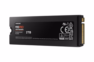 SSD Samsung 990 PRO jahutusradiaatoriga 2TB M.2 PCIe NVMe MLC kirjutamiskiirus 6900 MB/s lugemiskiirus 7450 MB/s 2,3mm TBW 1200 TB MTBF 1500000 h MZ-V9P2T0CW