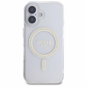 Guess GUHMP16MHFGERET iPhone 16 Plus 6.7" läbipaistev hardcase IML Glitter Circle MagSafe