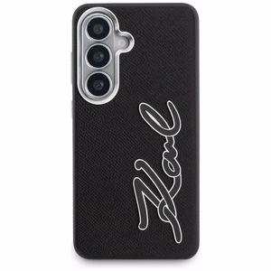Karl Lagerfeld Grained Signature Metal Resin Logo Case for Samsung Galaxy S26 - Black