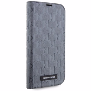 Karl Lagerfeld KLBKP14SSAKLHPG iPhone 14 6.1" bookcase hõbedane/hõbedane Saffiano Monogram