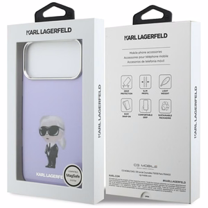 Karl Lagerfeld IML Aquarelle Karl & Choupette & Logo MagSafe Ümbris jaoks iPhone 17 Pro Max - Purple