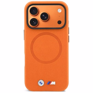 BMW ümbris for IPHONE 17 Pro ühilduv MagSafe BMHMP17L25PFWSMO (PU FW Metal Logo) oranž