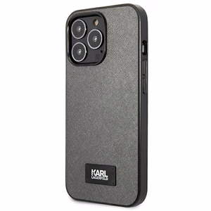 Karl Lagerfeld Saffiano Plaque ümbris jaoks iPhone 13 Pro / 13 6.1" - hõbedane