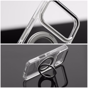 Case for iPhone 15 Frame Circle Stand compatible with MagSafe transparent