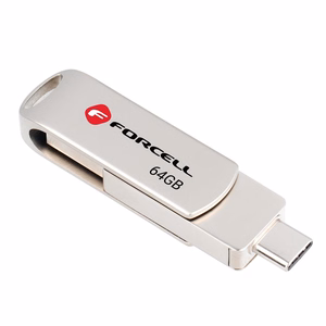Pendrive 64GB USB 3.2 Gen 1 (USB A / USB C) Forcell F-Data Metal Duo hõbedane