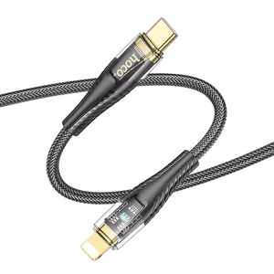 Кабель USB C to Lightning Hoco PD 27W 1,2 m U121 черный прозрачный