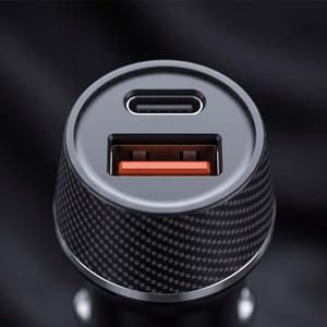 Blavec BS-03B-C Carbon autolaadija USB + Type C QC 3.0 18W PD 30W koos Type C - Type C kaabliga must